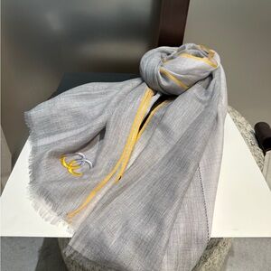 CHANEL Gray and Yellow Scarf
